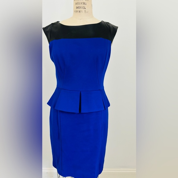 Cynthia Steffe Jersey Knit Blue Dress with Peplum - 8 - Picture 4 of 10